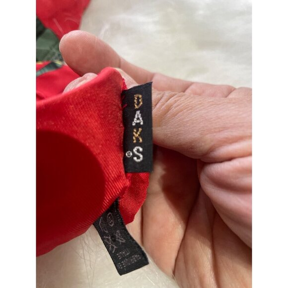 Daks Red Italian Silk Scarf With Gold Baroque Print - Picture 2 of 8